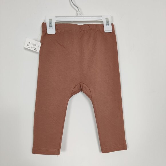 H&M Baby's Cotton Leggings NEW Size 6 9 M Tan Brown Adjustable Waist Lightweight - Picture 2 of 3